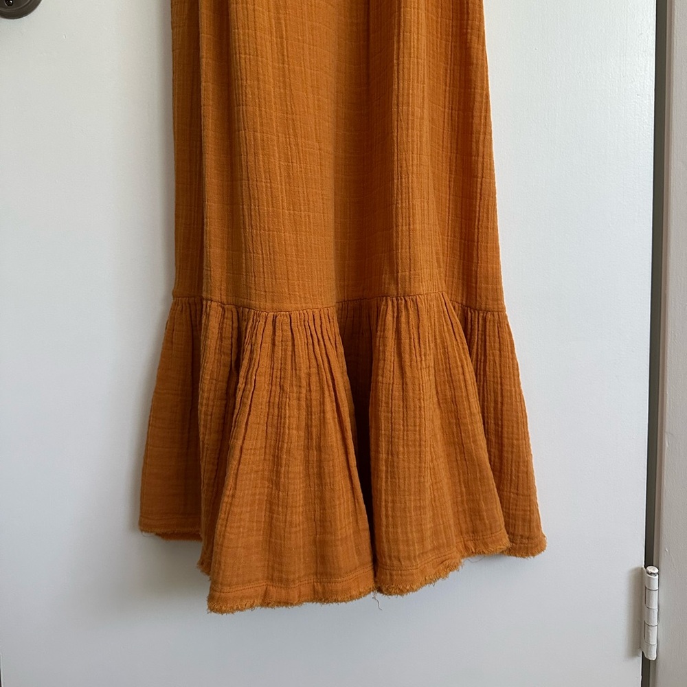 Anaak Flowy Orange Light Cotton Maxi Dress - Picture 3 of 7